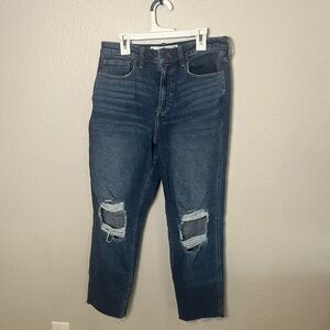Hollister Dark Blue Ripped Ankle Jeans